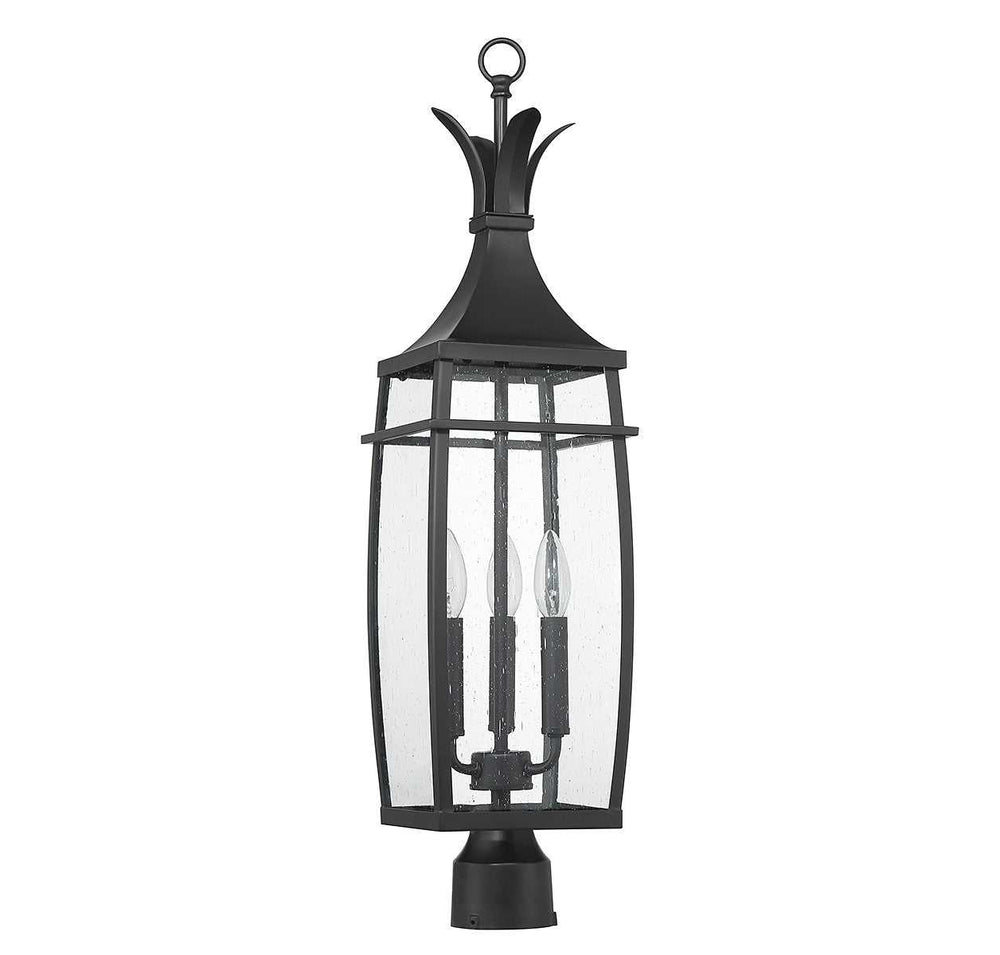 Montpelier Three Light Outdoor Post Lantern in Matte Black Savoy House
