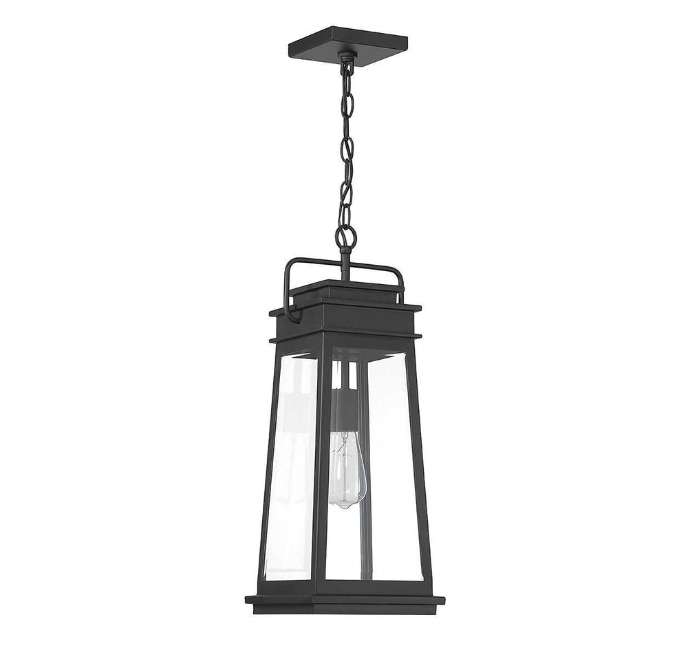 Boone One Light Outdoor Hanging Lantern in Matte Black Savoy House