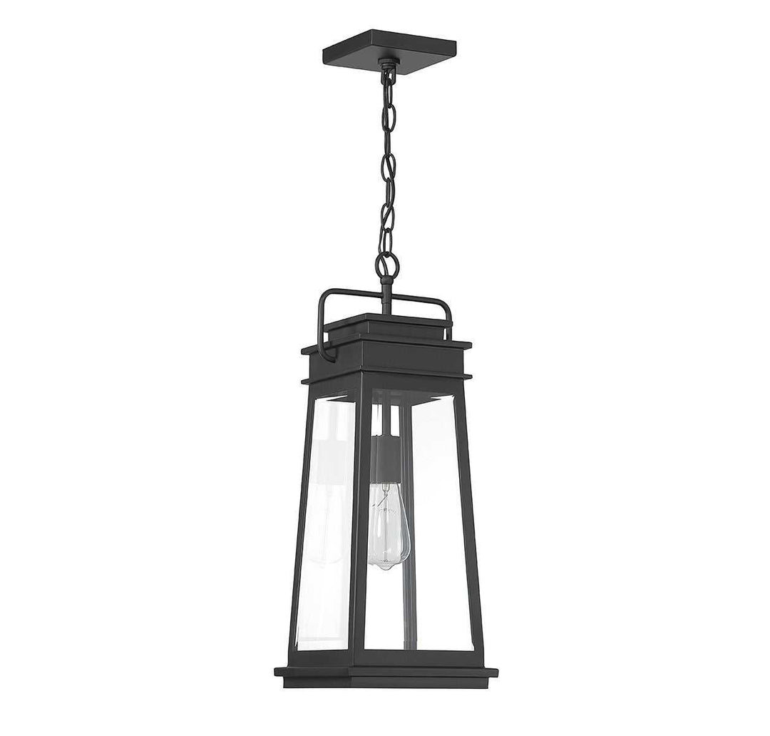 Boone One Light Outdoor Hanging Lantern in Matte Black Savoy House