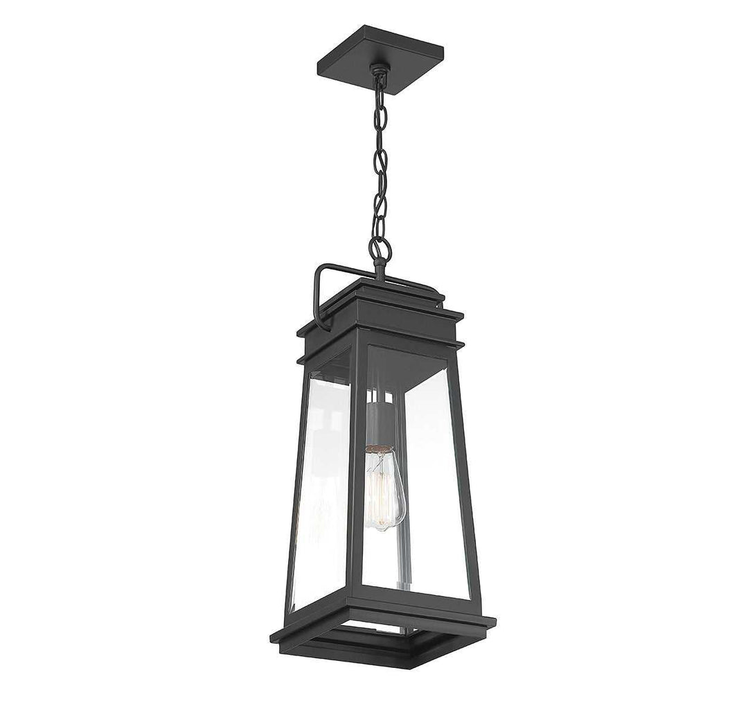 Boone One Light Outdoor Hanging Lantern in Matte Black Savoy House