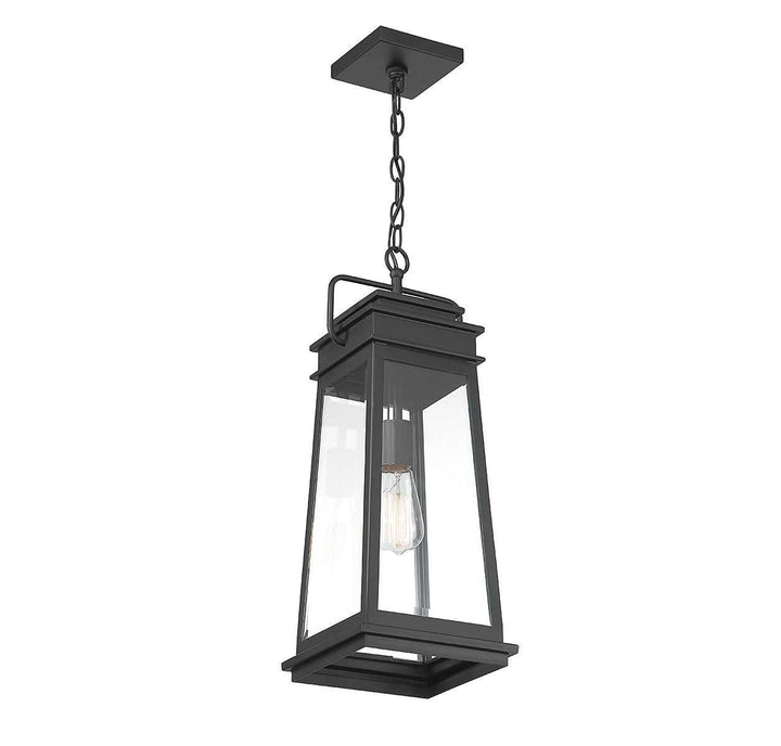 Boone One Light Outdoor Hanging Lantern in Matte Black Savoy House