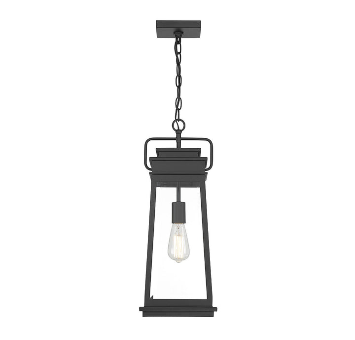 Boone One Light Outdoor Hanging Lantern in Matte Black Savoy House