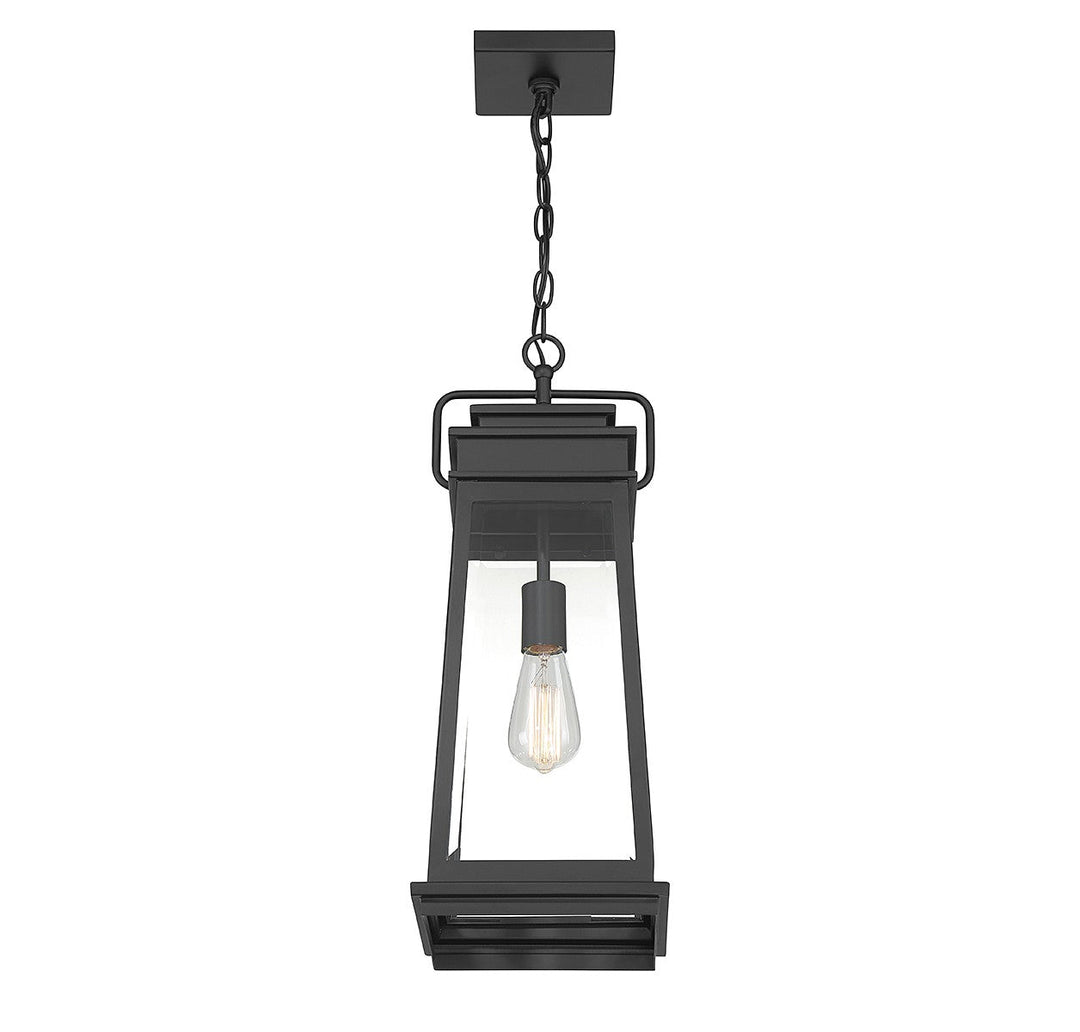 Boone One Light Outdoor Hanging Lantern in Matte Black Savoy House