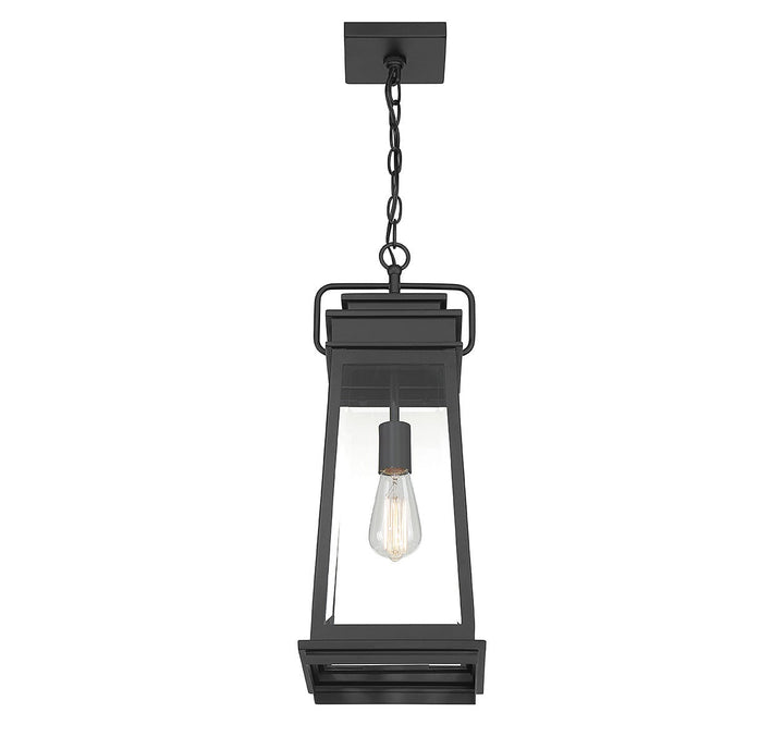 Boone One Light Outdoor Hanging Lantern in Matte Black Savoy House