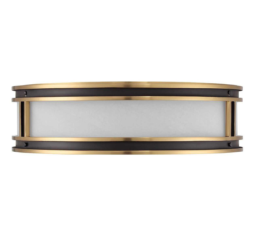 Alberti Four Light Flush Mount in Matte Black with Warm Brass Savoy House