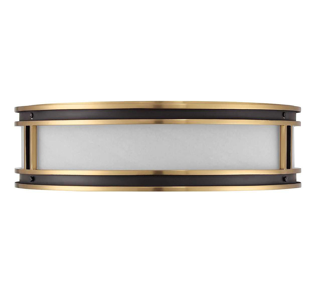 Alberti Four Light Flush Mount in Matte Black with Warm Brass Savoy House