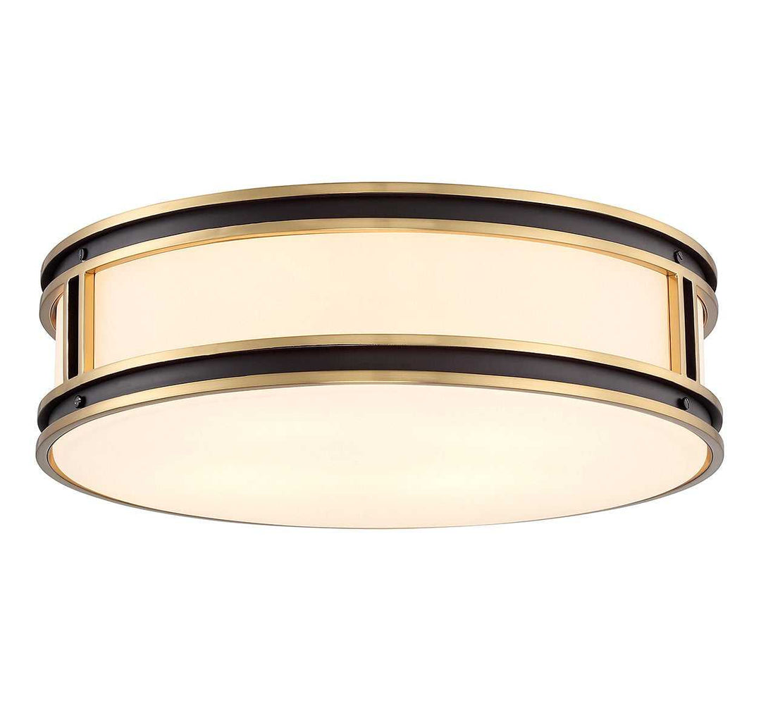Alberti Four Light Flush Mount in Matte Black with Warm Brass Savoy House