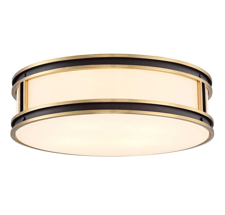 Alberti Four Light Flush Mount in Matte Black with Warm Brass Savoy House
