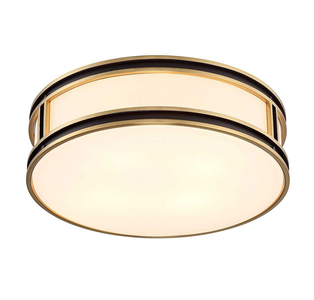 Alberti Four Light Flush Mount in Matte Black with Warm Brass Savoy House
