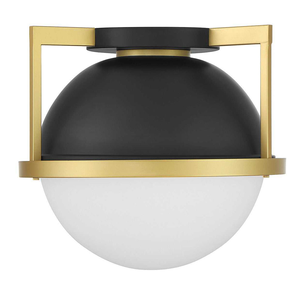 Carlysle One Light Flush Mount in Matte Black with Warm Brass Savoy House