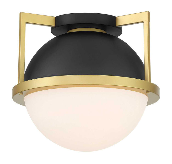 Carlysle One Light Flush Mount in Matte Black with Warm Brass Savoy House