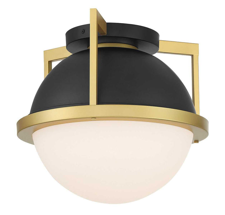 Carlysle One Light Flush Mount in Matte Black with Warm Brass Savoy House