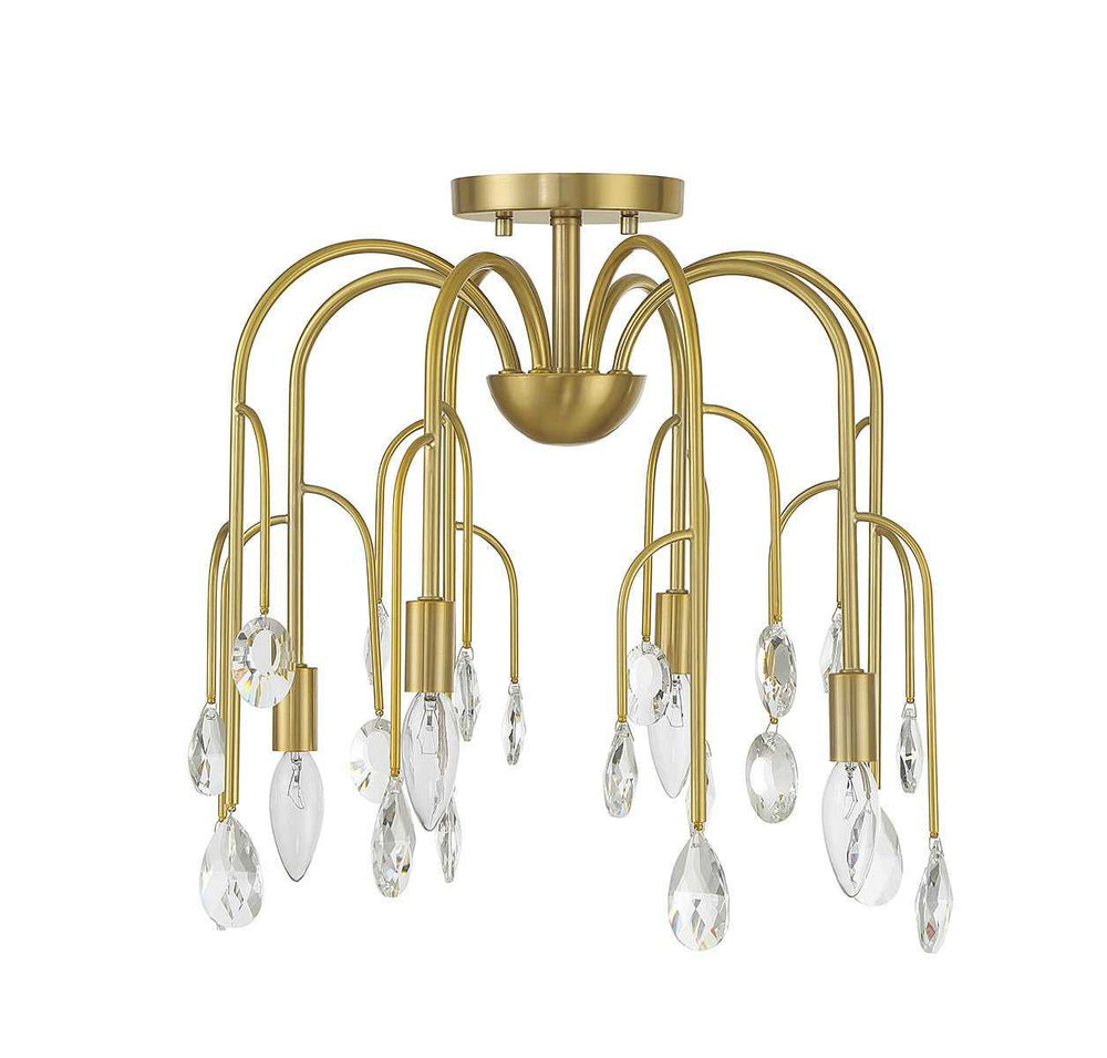 Anholt Four Light Convertible Semi-Flush or Pendant in Noble Brass Savoy House