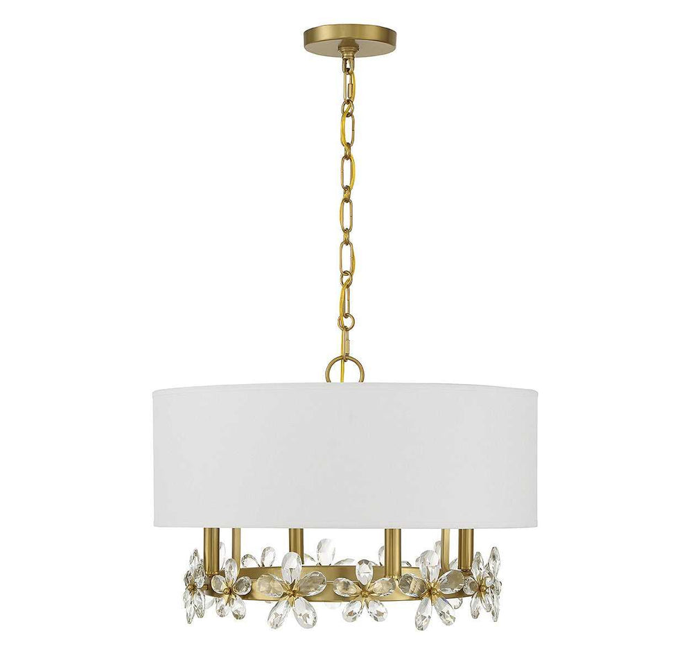 Dahlia Four Light Pendant in Warm Brass Savoy House