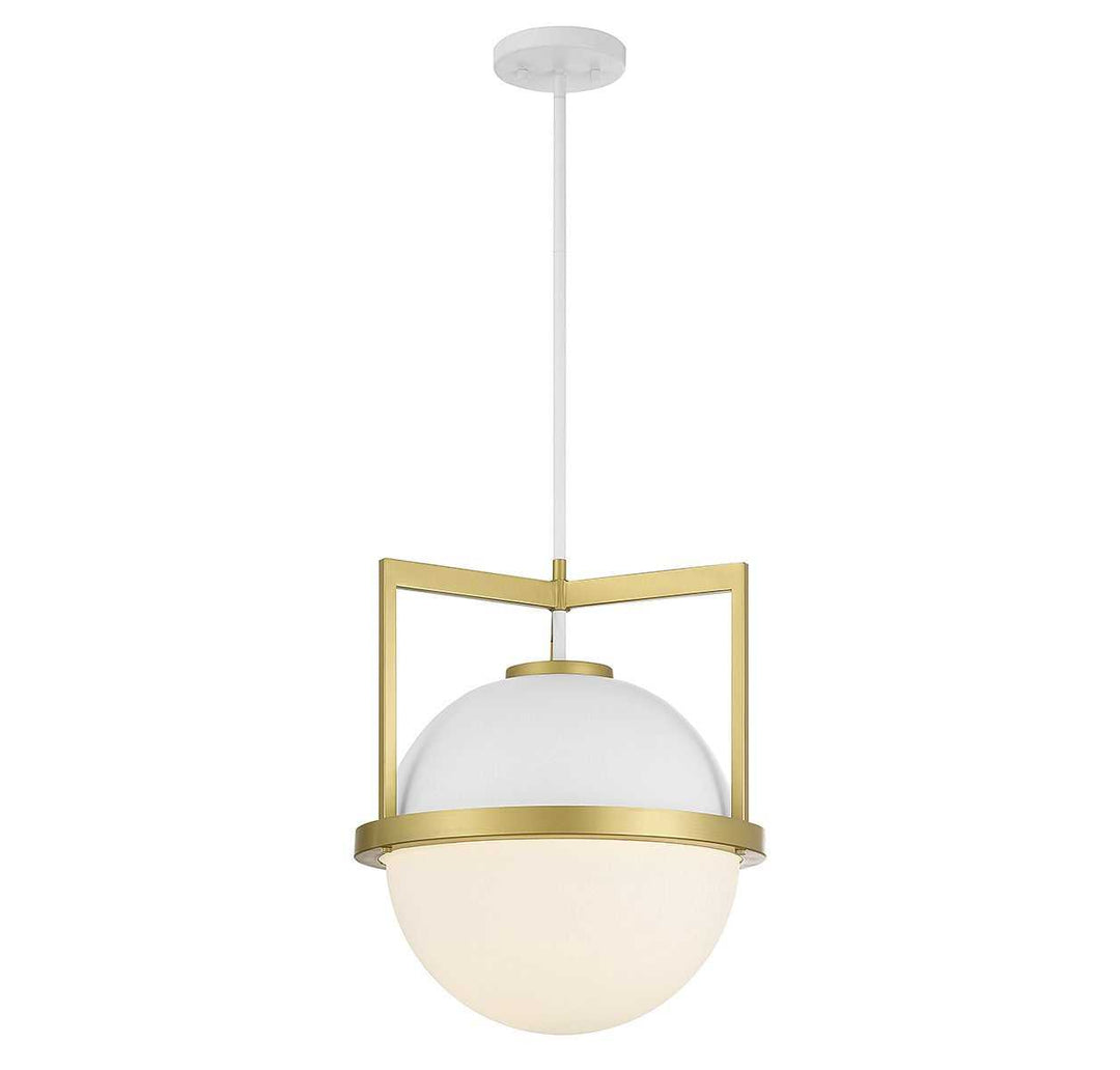 Savoy House - 7-4600-1-142 - One Light Pendant - Carlysle - White w/Warm Brass