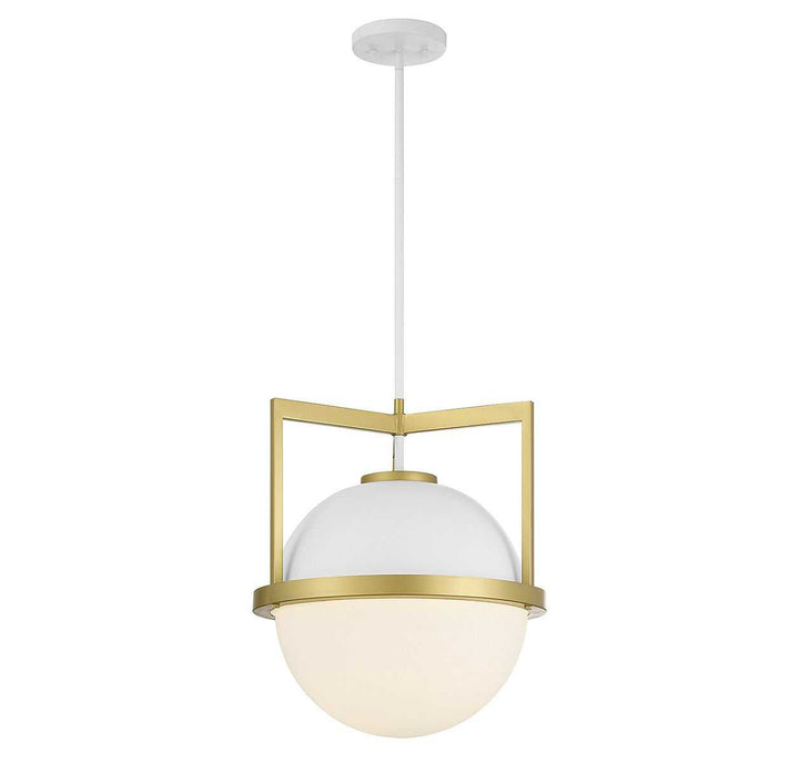 Savoy House - 7-4600-1-142 - One Light Pendant - Carlysle - White w/Warm Brass