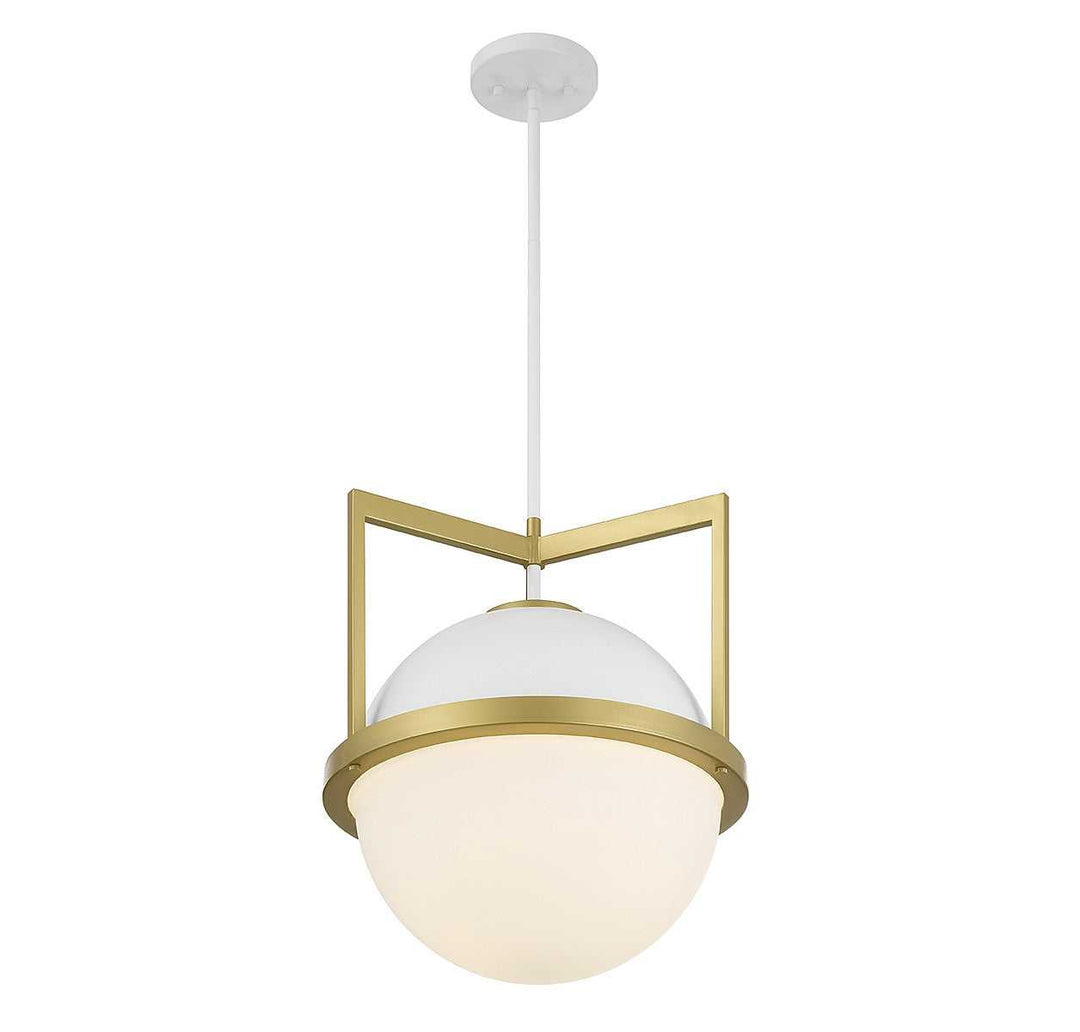 Savoy House - 7-4600-1-142 - One Light Pendant - Carlysle - White w/Warm Brass