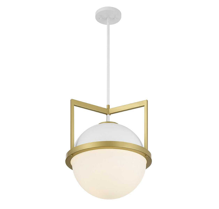 Savoy House - 7-4600-1-142 - One Light Pendant - Carlysle - White w/Warm Brass