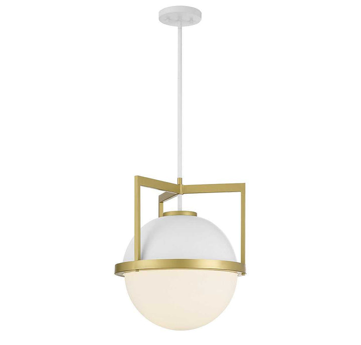 Savoy House - 7-4600-1-142 - One Light Pendant - Carlysle - White w/Warm Brass
