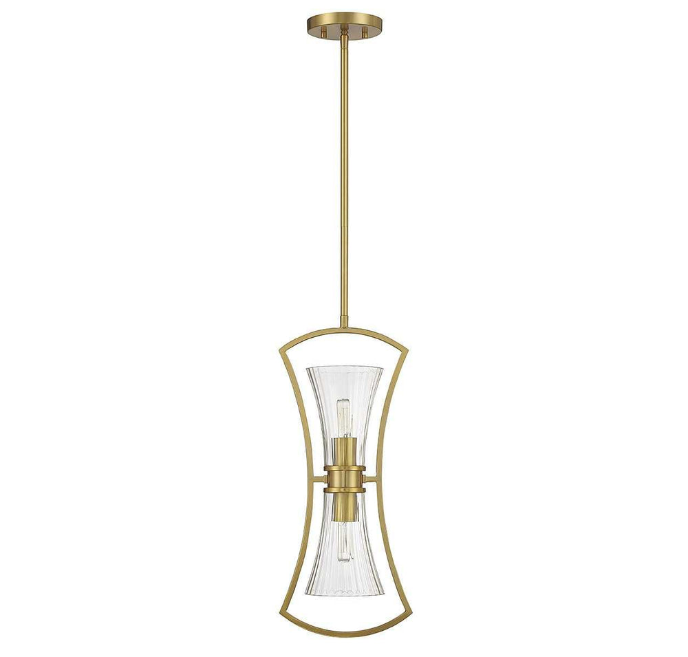 Bennington Two Light Pendant in Warm Brass Savoy House