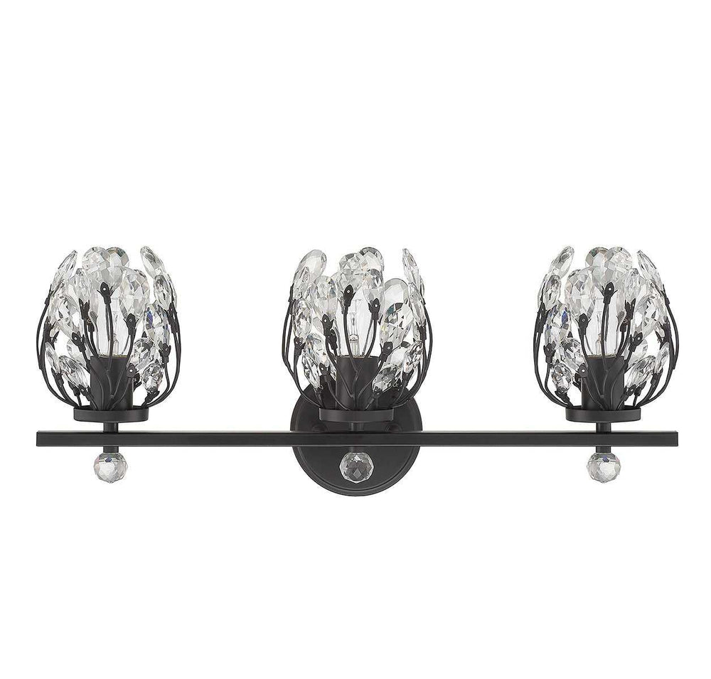 Moreno Three Light Bathroom Vanity in Matte Black Savoy House