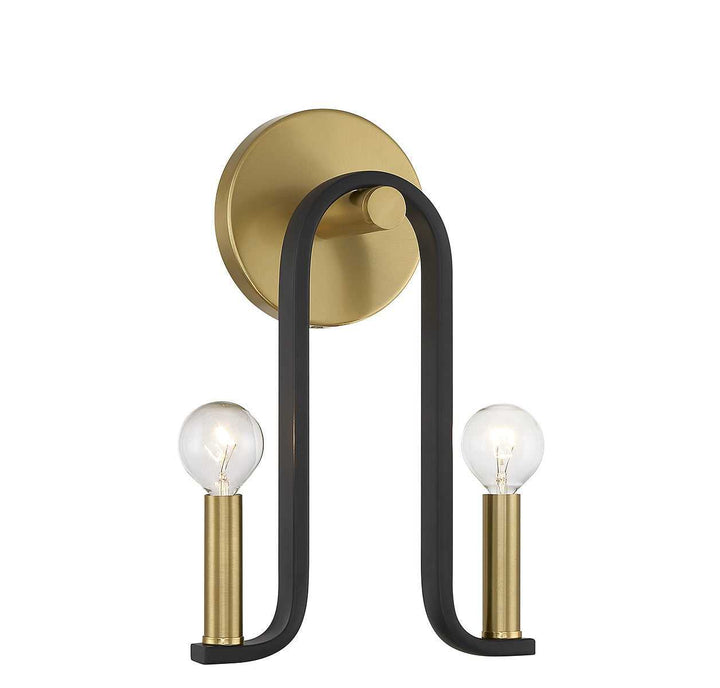 Archway Two Light Wall Sconce in Matte Black with Warm Brass Savoy House