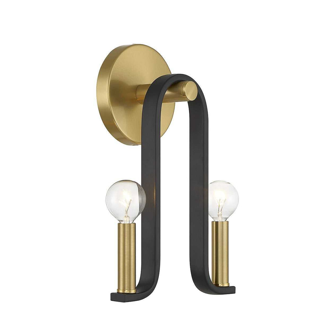 Archway Two Light Wall Sconce in Matte Black with Warm Brass Savoy House