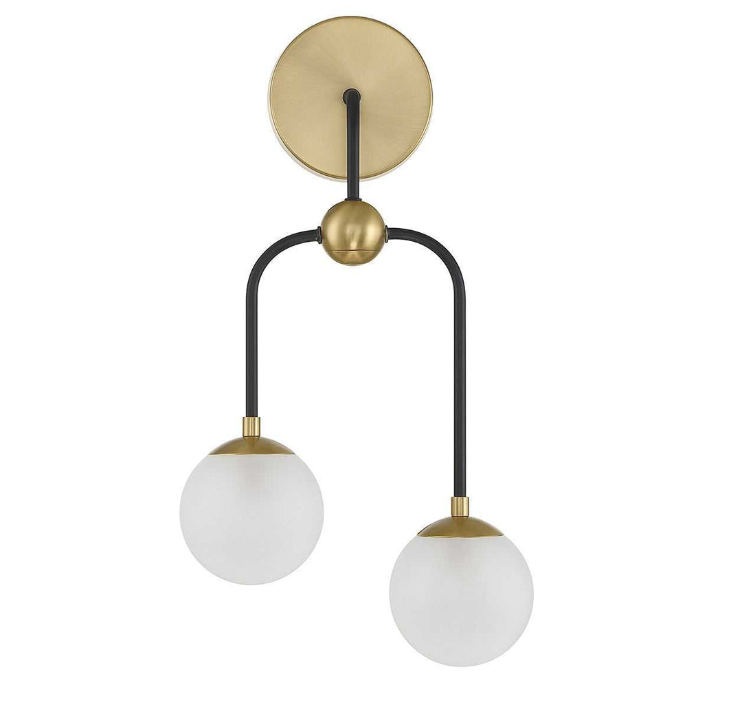 Couplet Two Light Wall Sconce in Matte Black with Warm Brass Savoy House