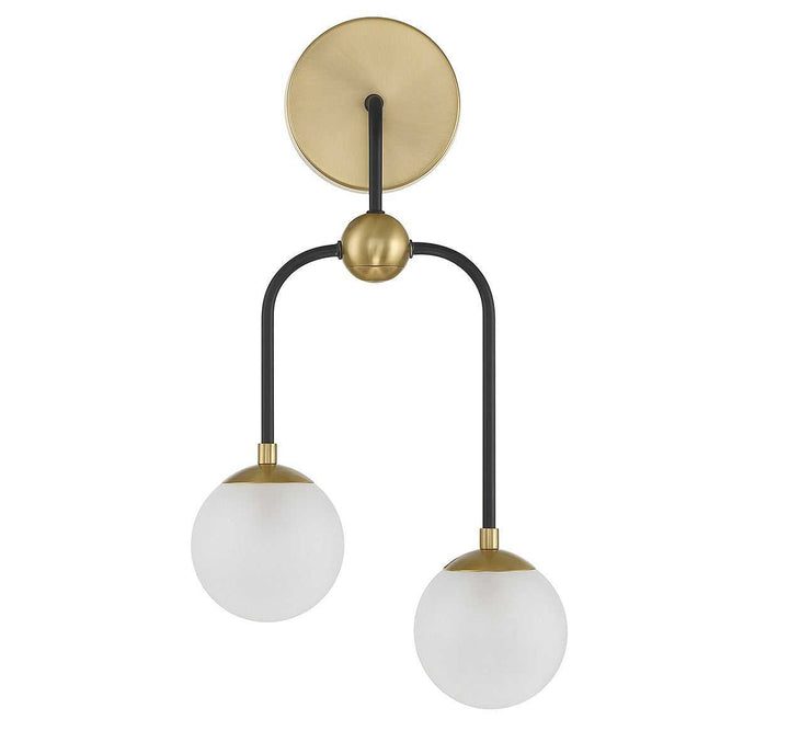 Couplet Two Light Wall Sconce in Matte Black with Warm Brass Savoy House