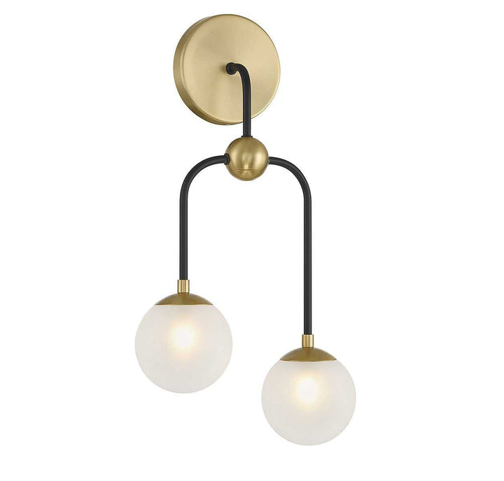 Couplet Two Light Wall Sconce in Matte Black with Warm Brass Savoy House