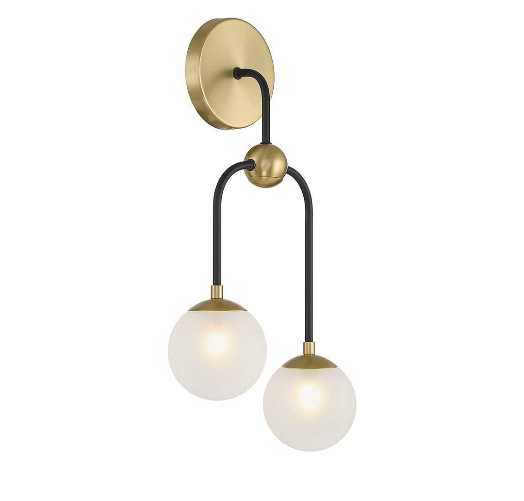 Couplet Two Light Wall Sconce in Matte Black with Warm Brass Savoy House