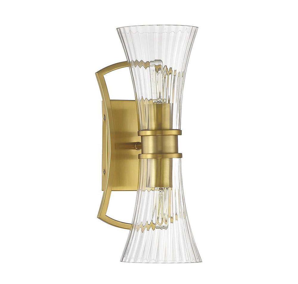 Bennington Two Light Wall Sconce in Warm Brass Savoy House