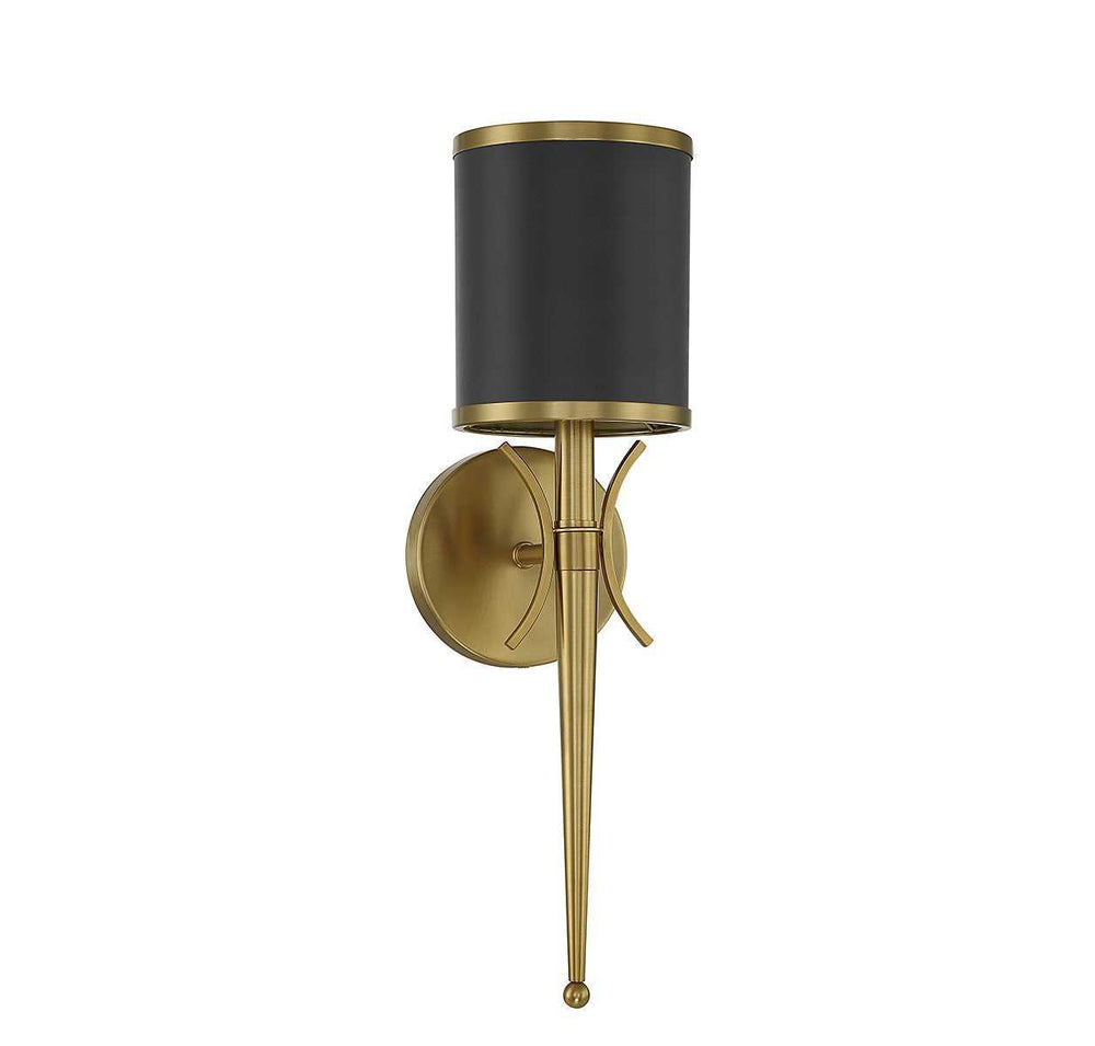 Quincy One Light Wall Sconce in Matte Black with Warm Brass Savoy House