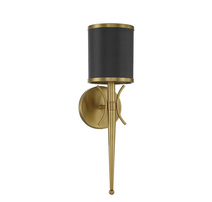 Quincy One Light Wall Sconce in Matte Black with Warm Brass Savoy House