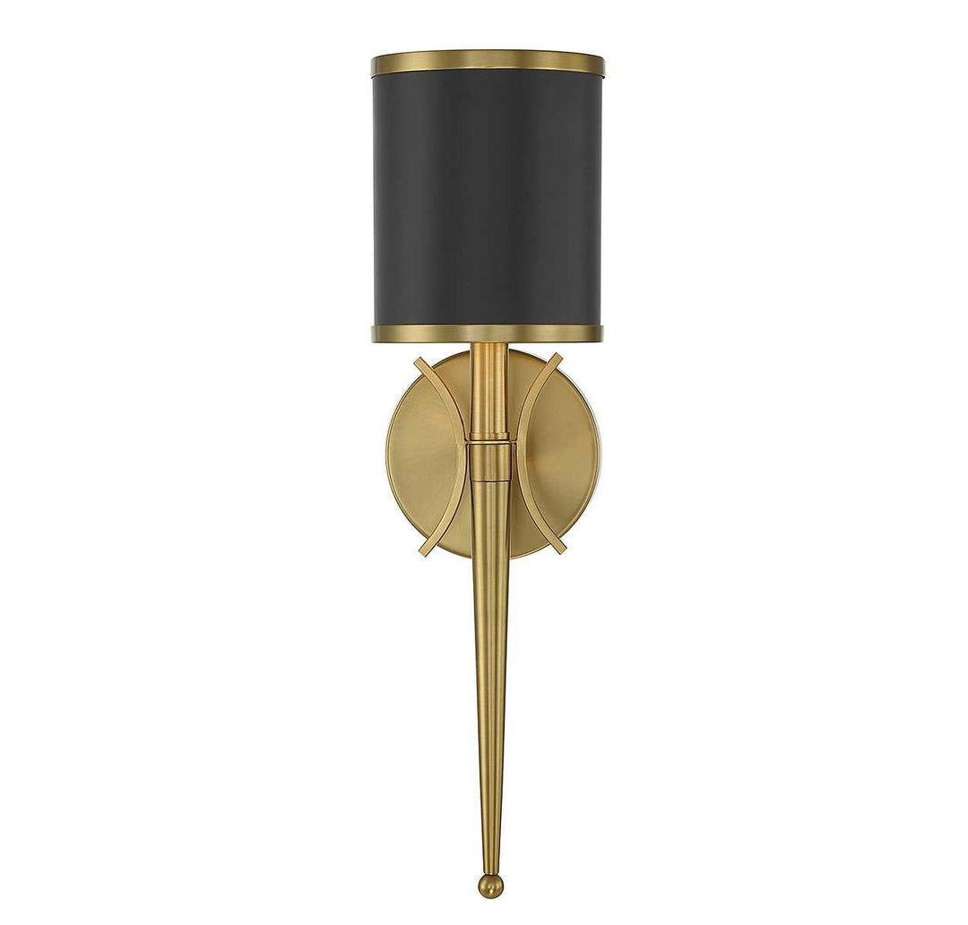 Quincy One Light Wall Sconce in Matte Black with Warm Brass Savoy House
