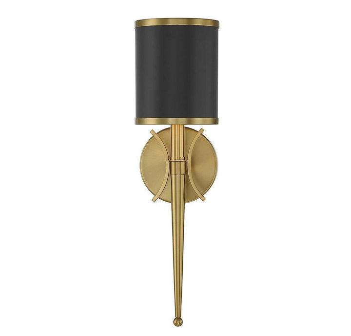 Quincy One Light Wall Sconce in Matte Black with Warm Brass Savoy House