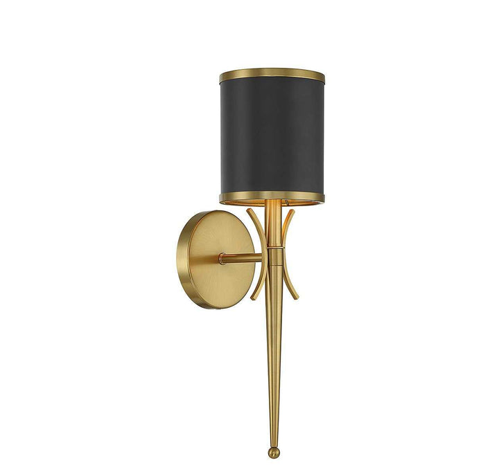 Quincy One Light Wall Sconce in Matte Black with Warm Brass Savoy House