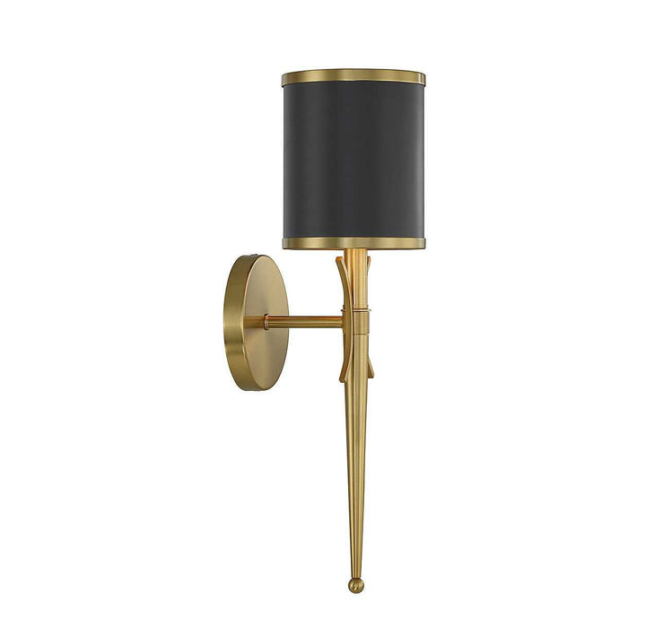 Quincy One Light Wall Sconce in Matte Black with Warm Brass Savoy House
