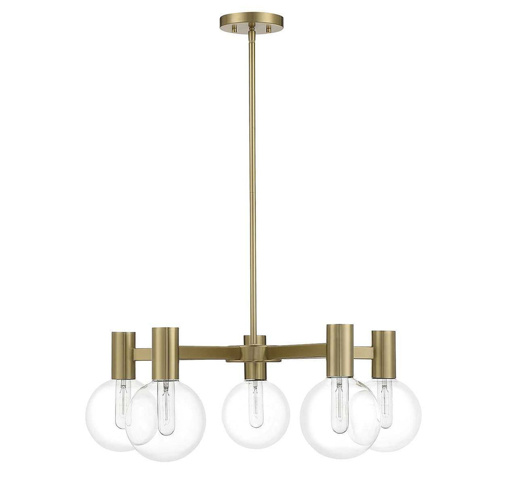 Wright Five Light Chandelier in Warm Brass Savoy House