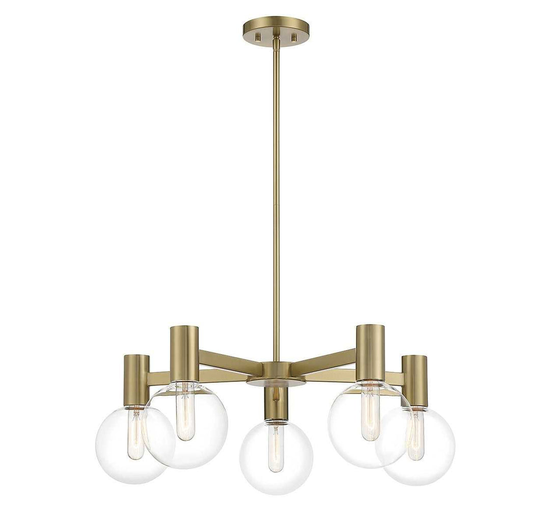 Wright Five Light Chandelier in Warm Brass Savoy House