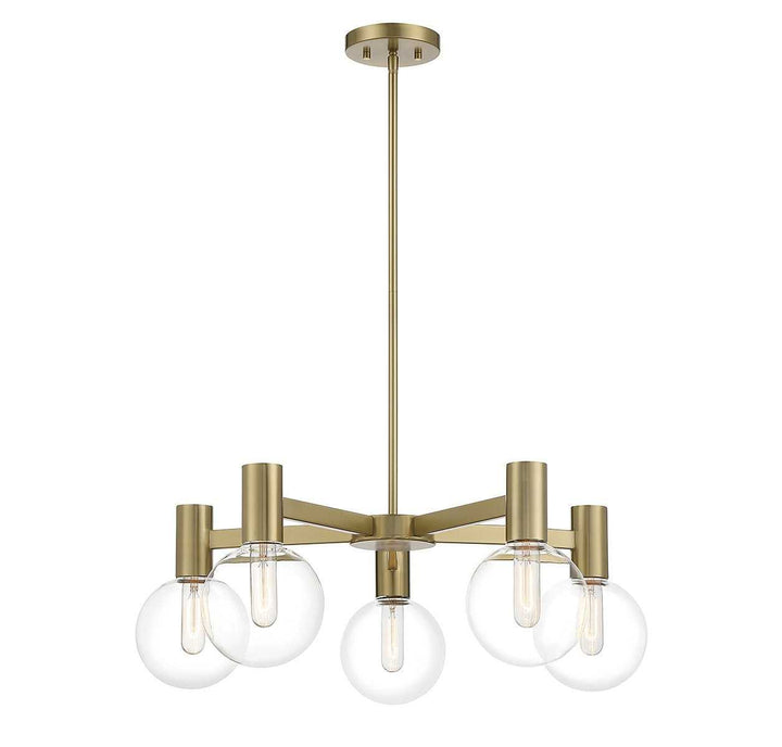 Wright Five Light Chandelier in Warm Brass Savoy House