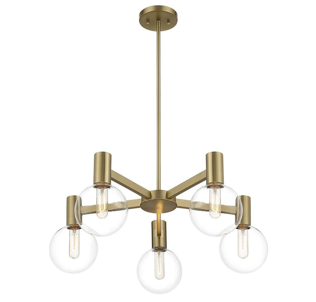 Wright Five Light Chandelier in Warm Brass Savoy House
