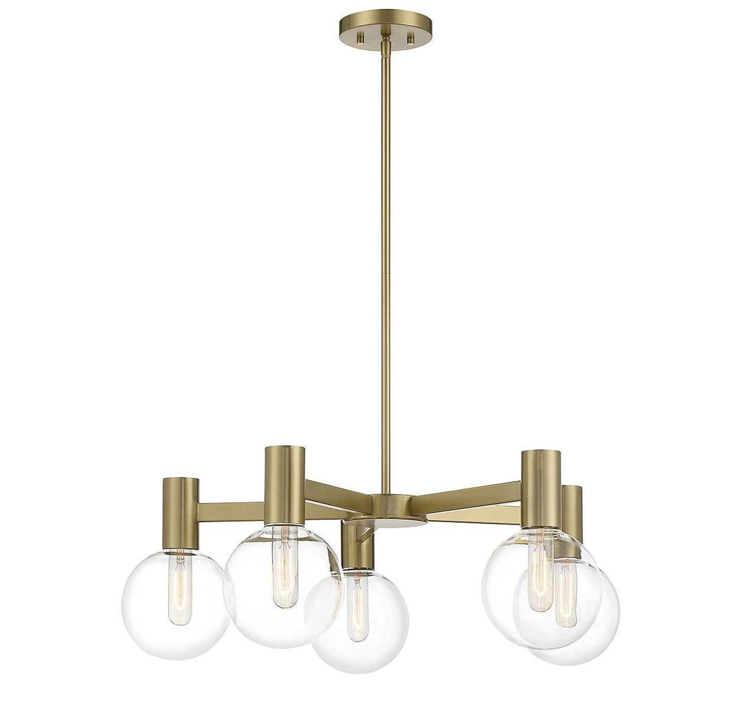 Wright Five Light Chandelier in Warm Brass Savoy House