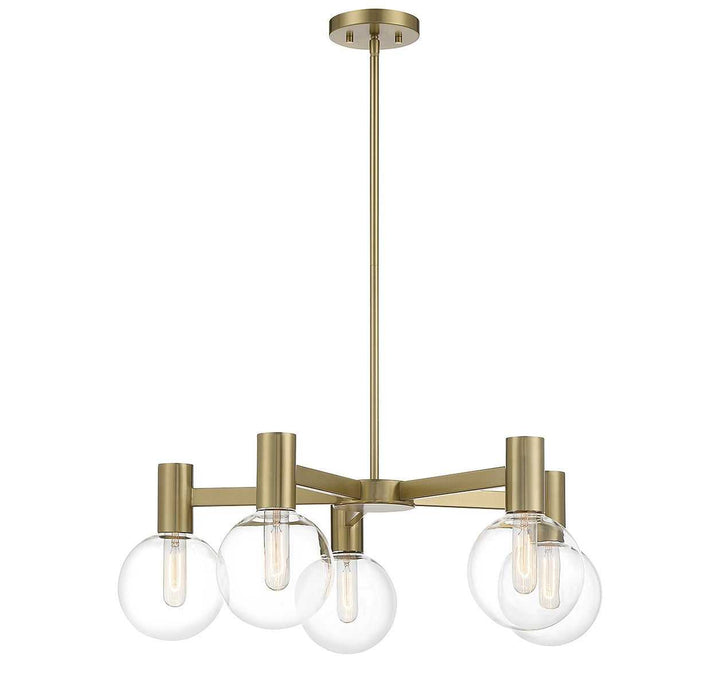Wright Five Light Chandelier in Warm Brass Savoy House