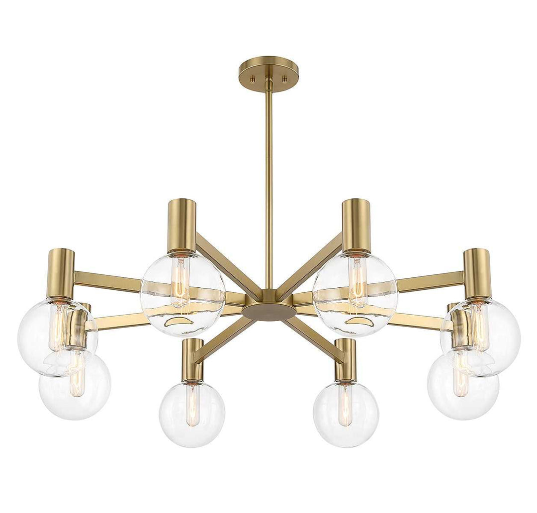 Wright Eight Light Chandelier in Warm Brass Savoy House