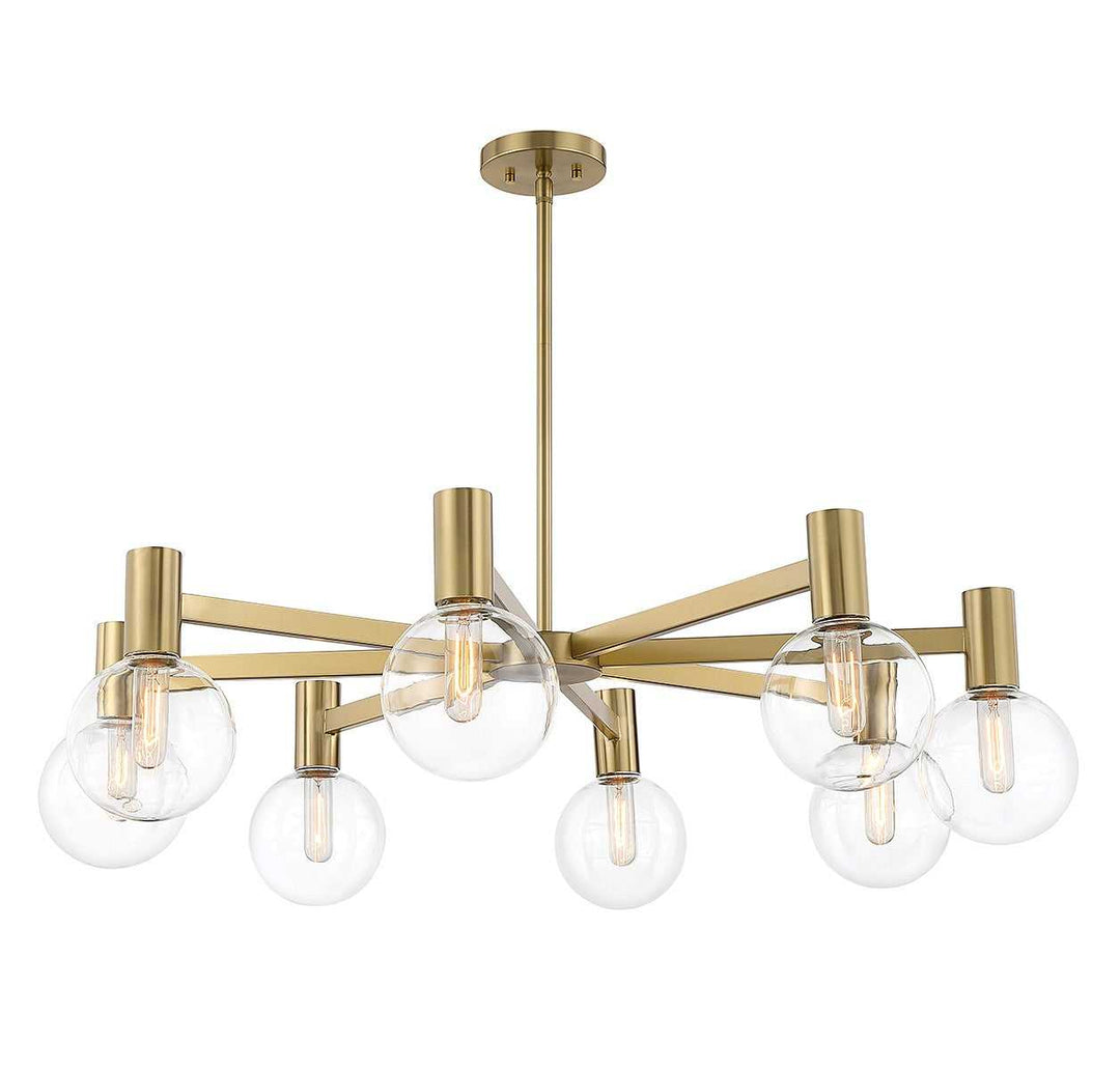Wright Eight Light Chandelier in Warm Brass Savoy House