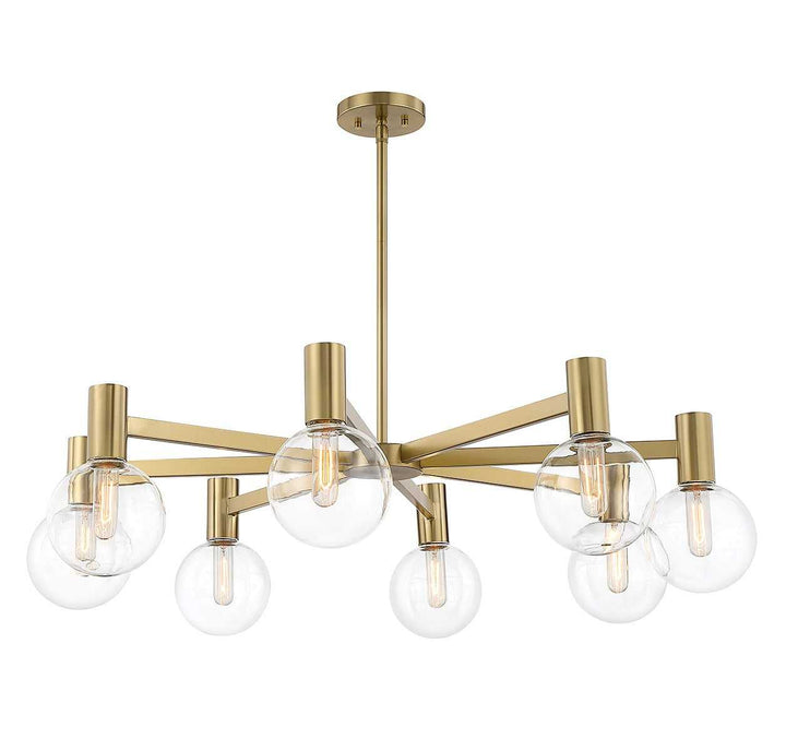 Wright Eight Light Chandelier in Warm Brass Savoy House