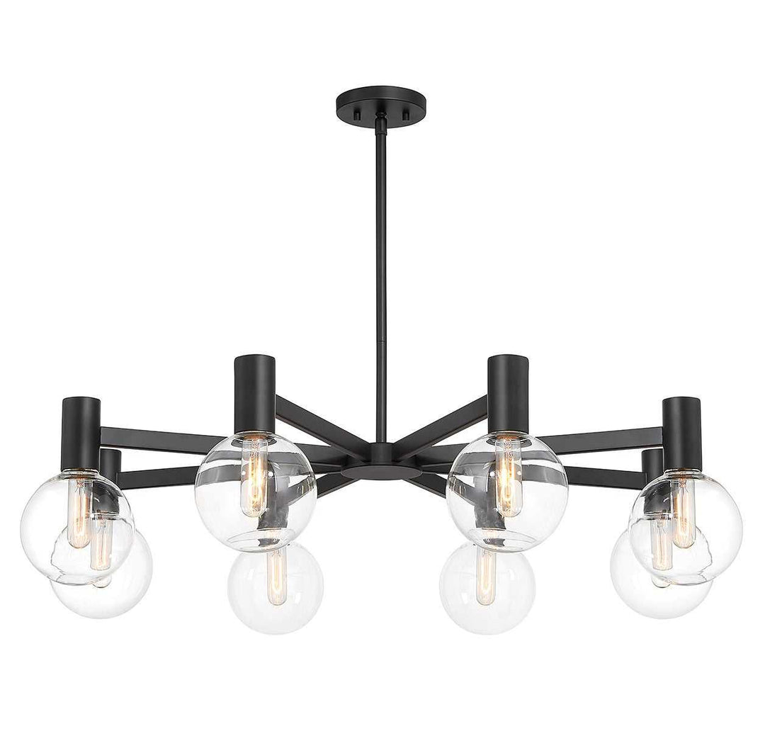 Wright Eight Light Chandelier in Matte Black Savoy House