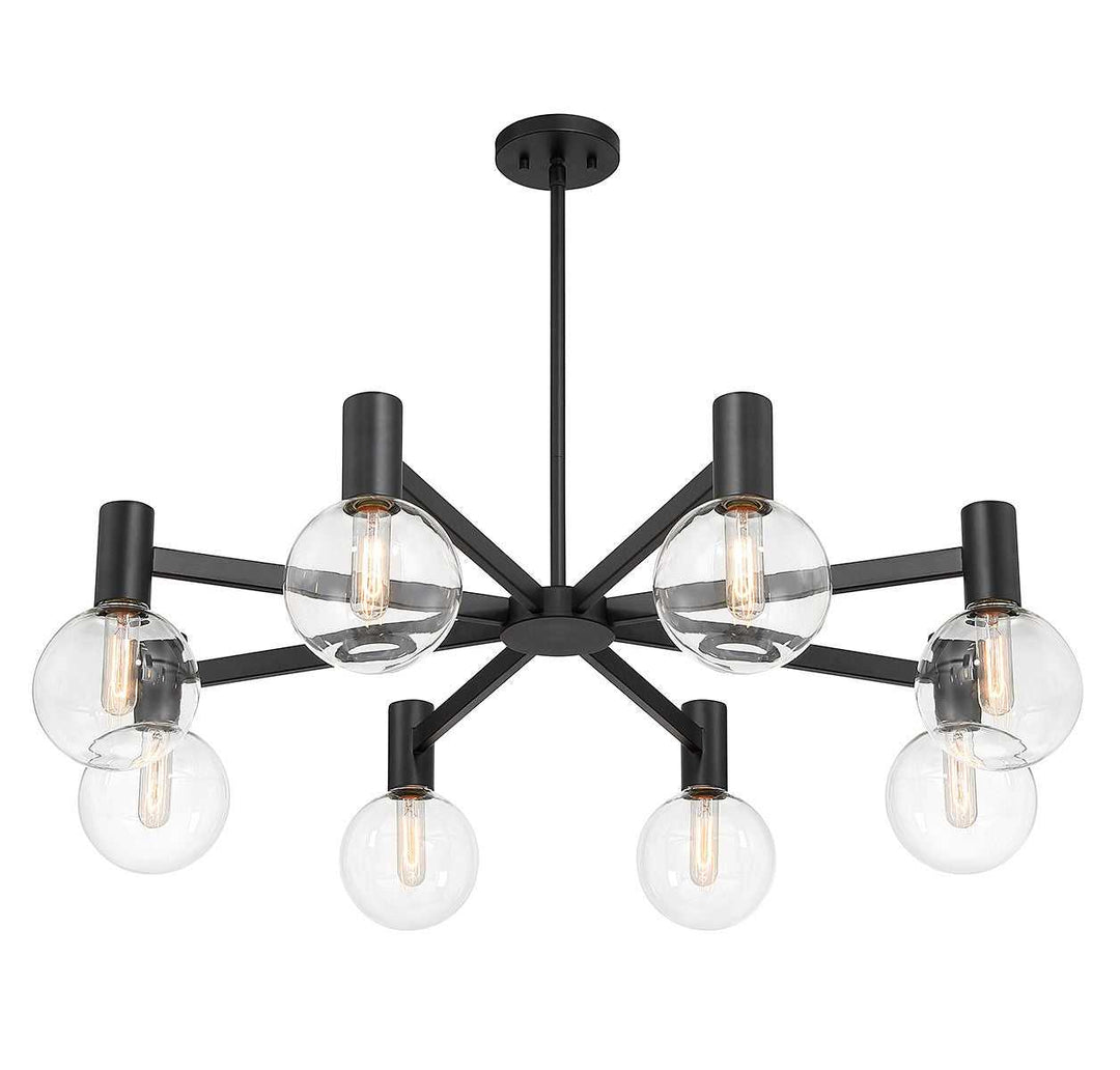 Wright Eight Light Chandelier in Matte Black Savoy House