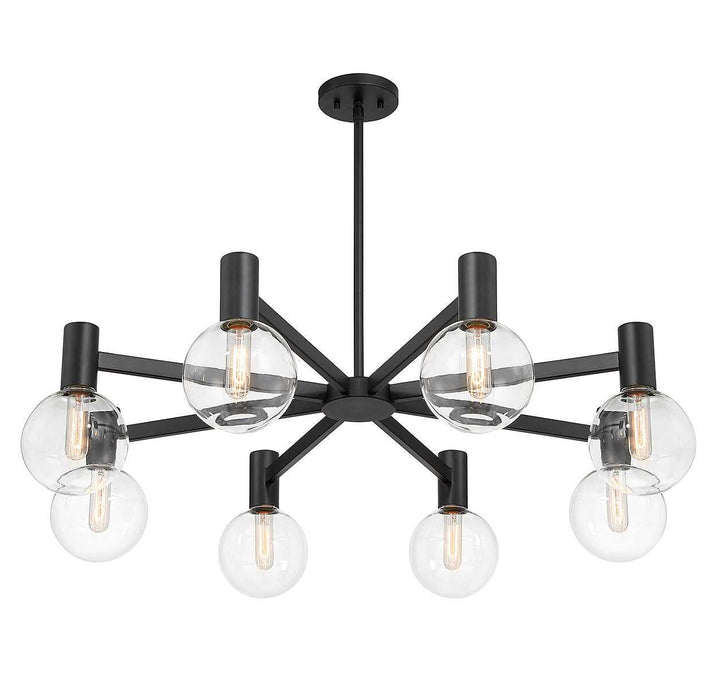 Wright Eight Light Chandelier in Matte Black Savoy House